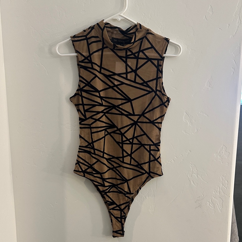 The Vintage Shop Brown and Black Geometric Bodysuit